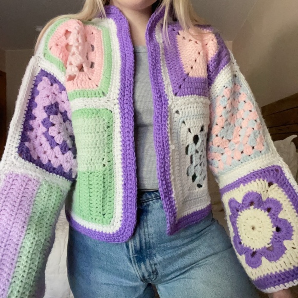 Handmade Granny Square Cropped Cardigan